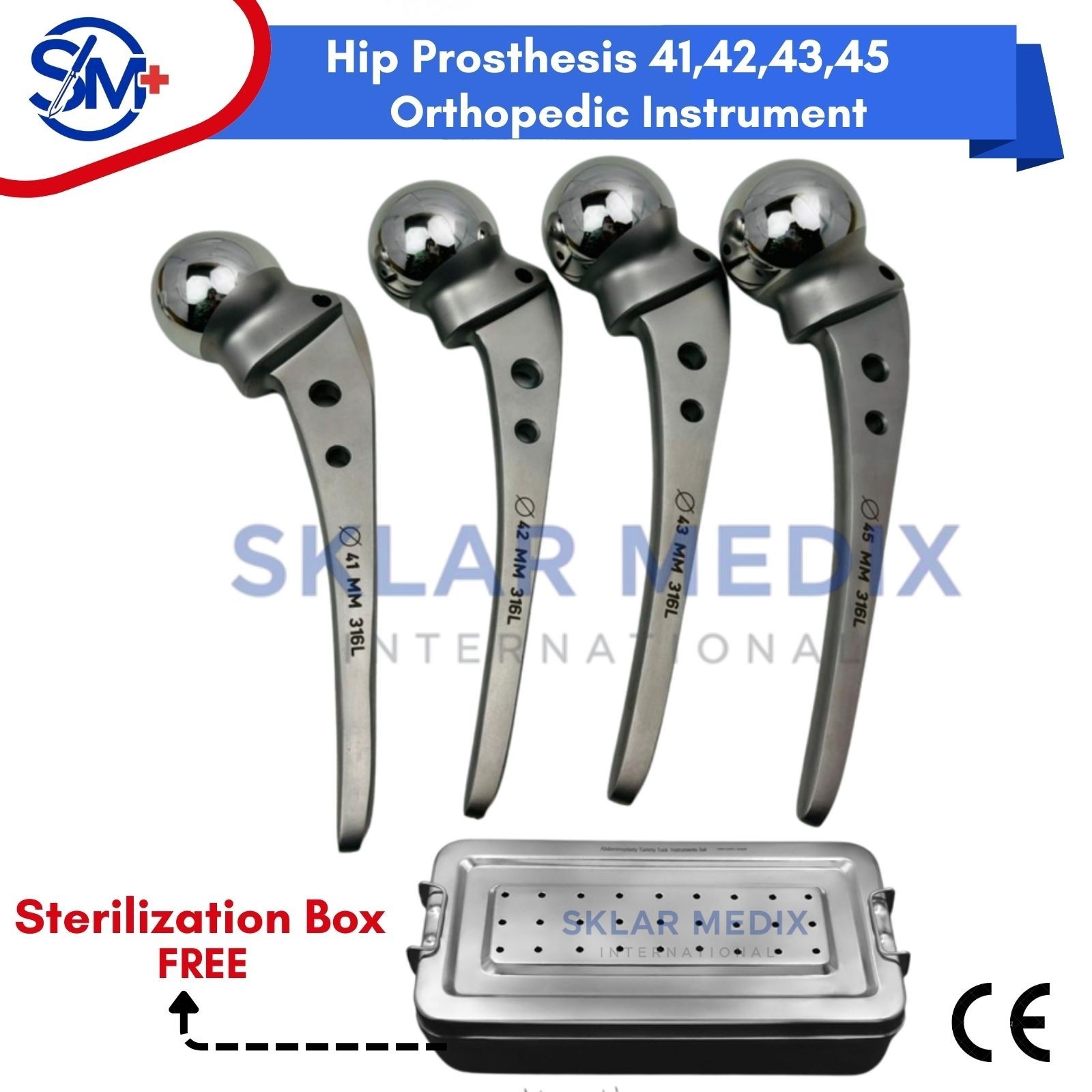Hip Prosthesis 41,42,43,45 Orthopedic Instrument Premium Quality Stainless CE