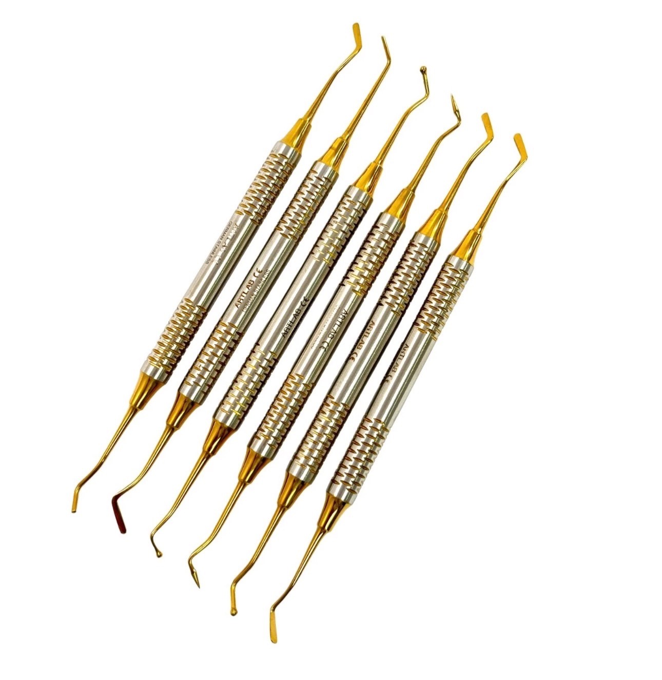 GERMAN 6 Gold Composite Dental Filling Instrument Probe Scaler spatula heidman