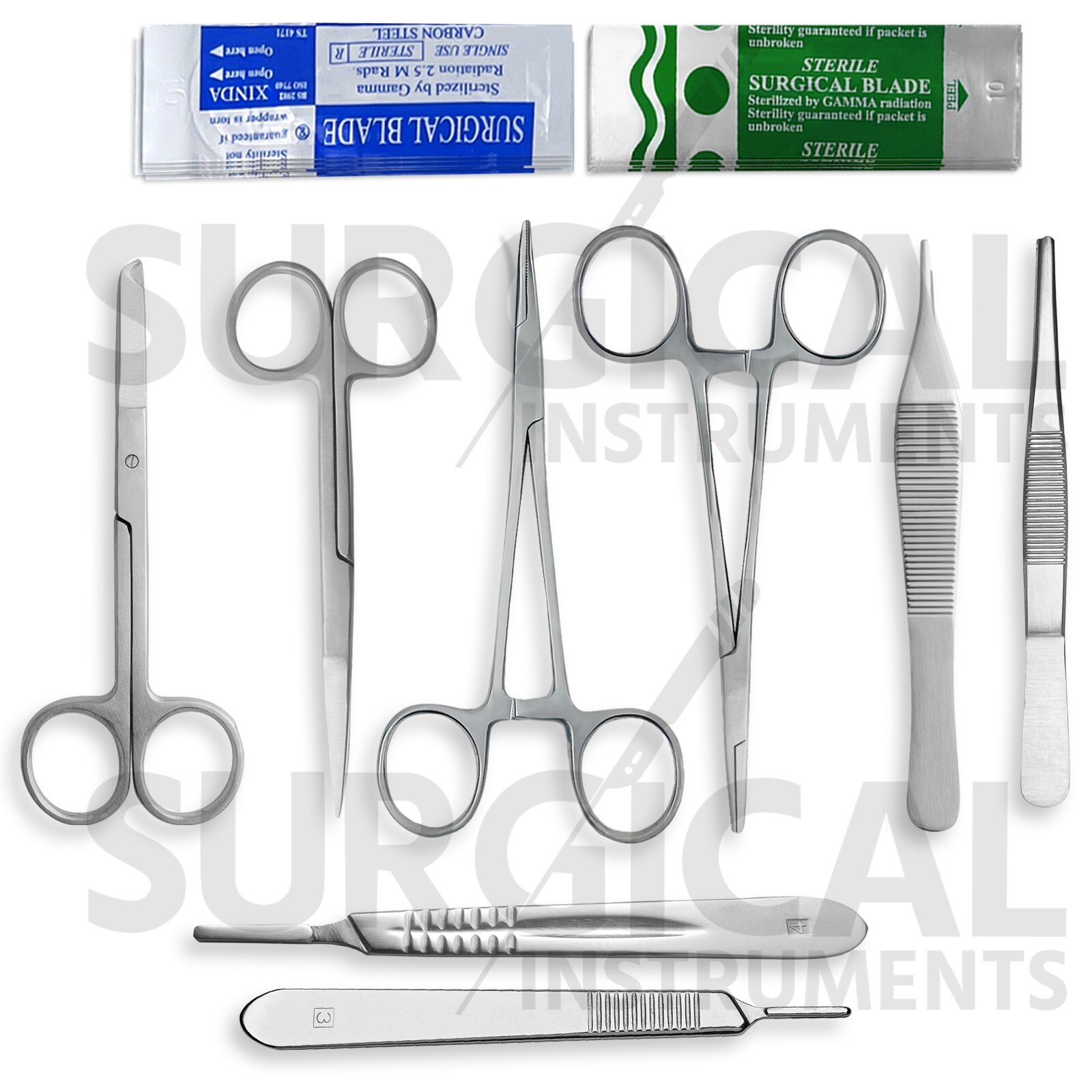 8 Pcs Suture Laceration Medical Student Surgical Instruments Set Kit + Blade #10
