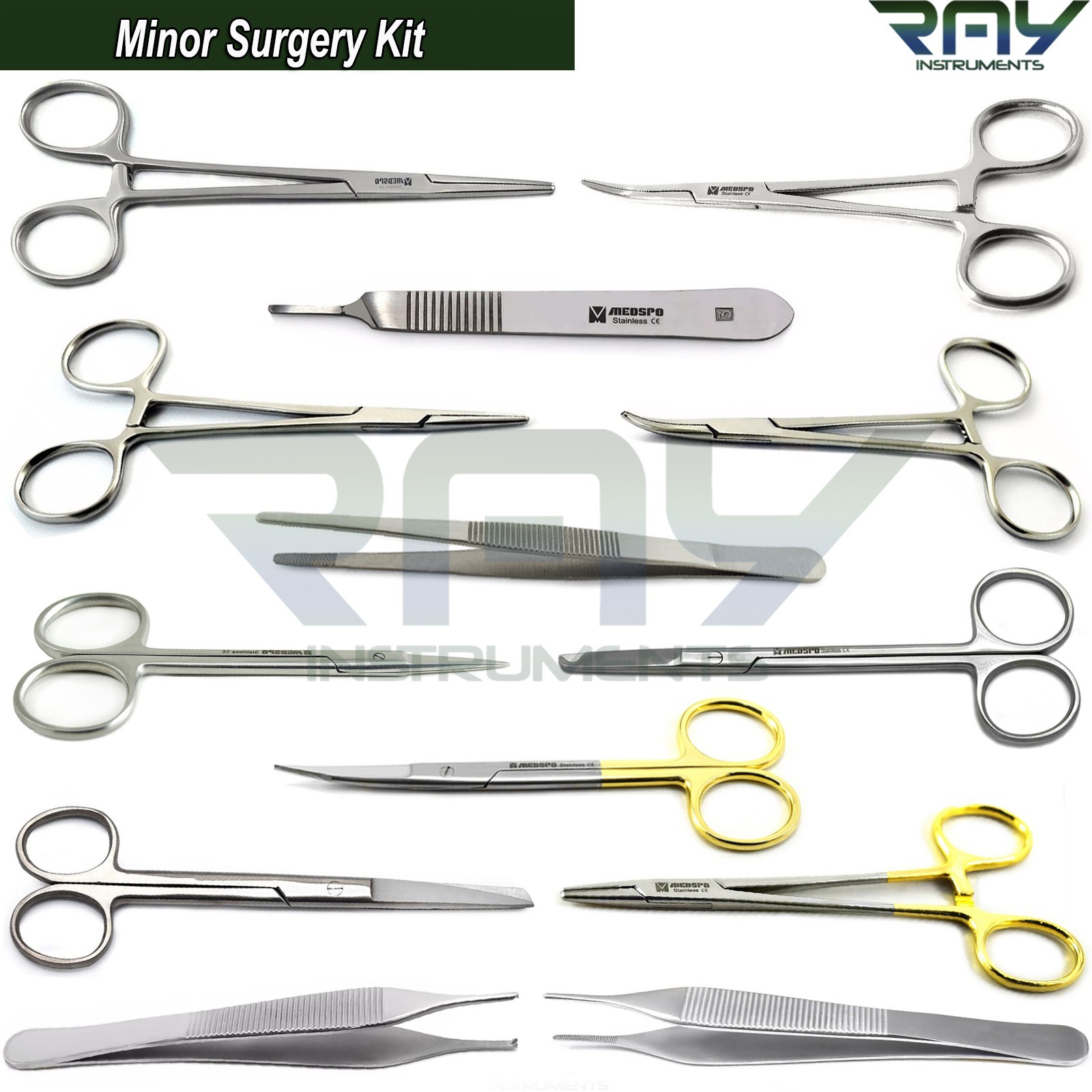 Minor Surgery Surgical Instruments Needle Holder Forceps Scissor Adson Tweezers