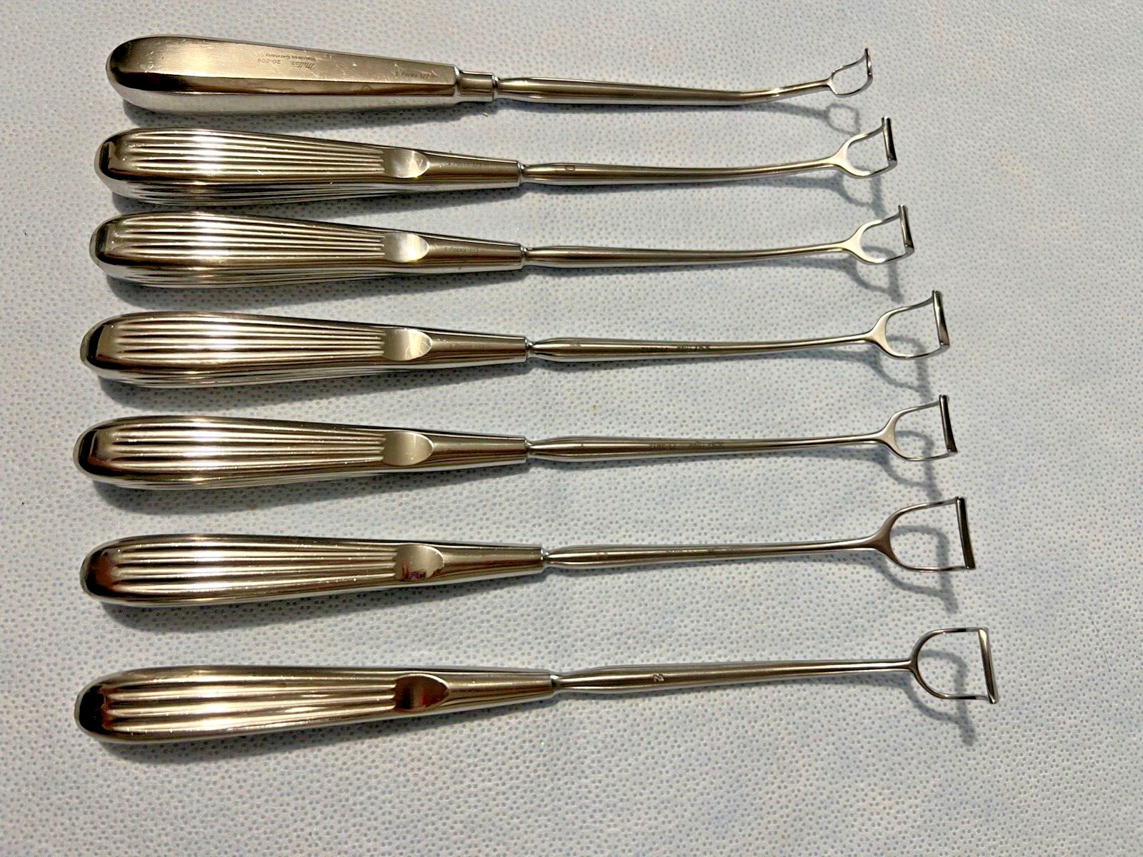 Set Of 7 SSI Ultra & Miltex ENT Curved Adenoid Curettes 8-1/2″ Length