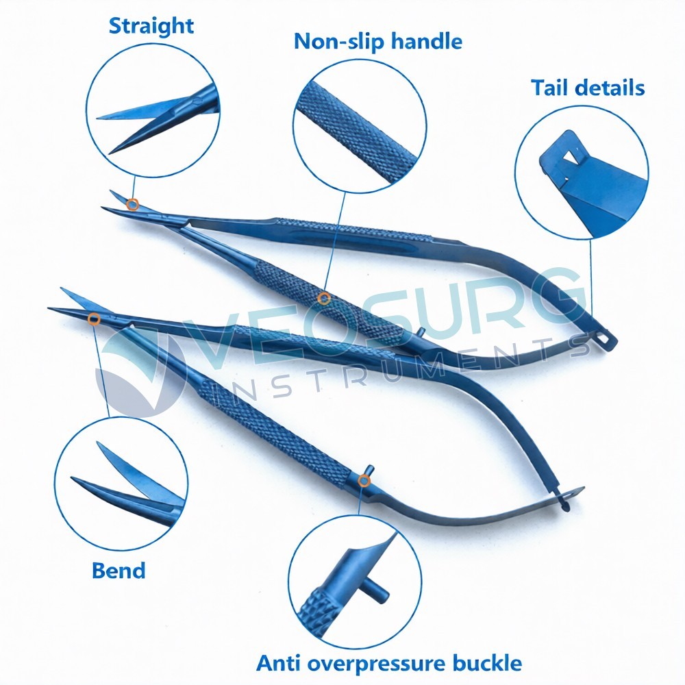 Titanium Blue Coated Microsurgery Ophthalmic Instrument 7pcs Set With Tray
