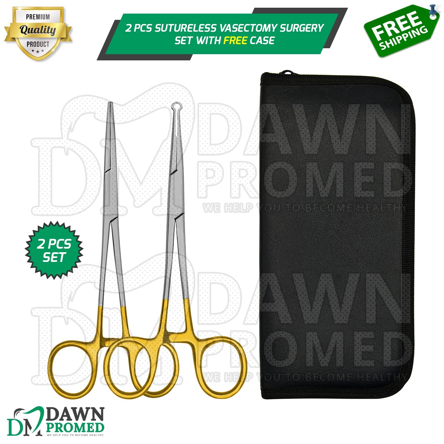 2 Pcs Sutureless Vasectomy Surgery Set W/Free Case Surgical Instrument German Gr