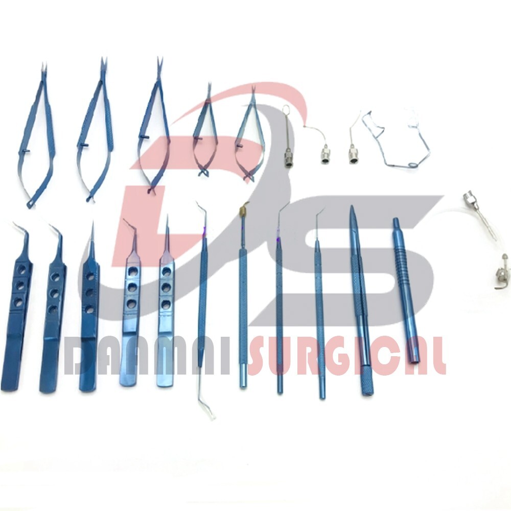 Titanium Eye Cataract kit Ophthalmic Surgery Set With Sterilizing Case 21 Pieces