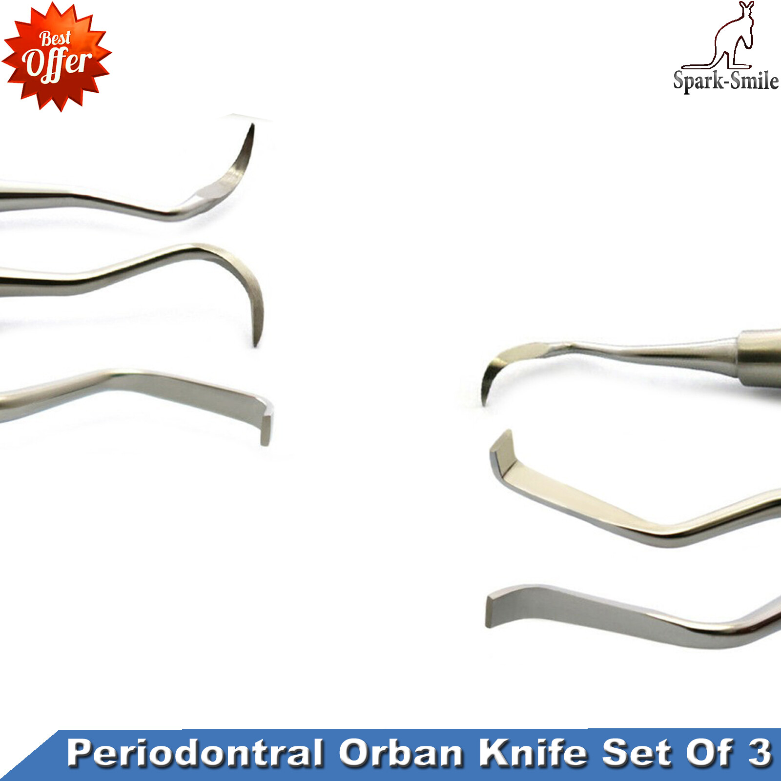 Set of 3 Dental Periodontal Perio Goldman Fox Scaler Gingivectomy Files Surgical