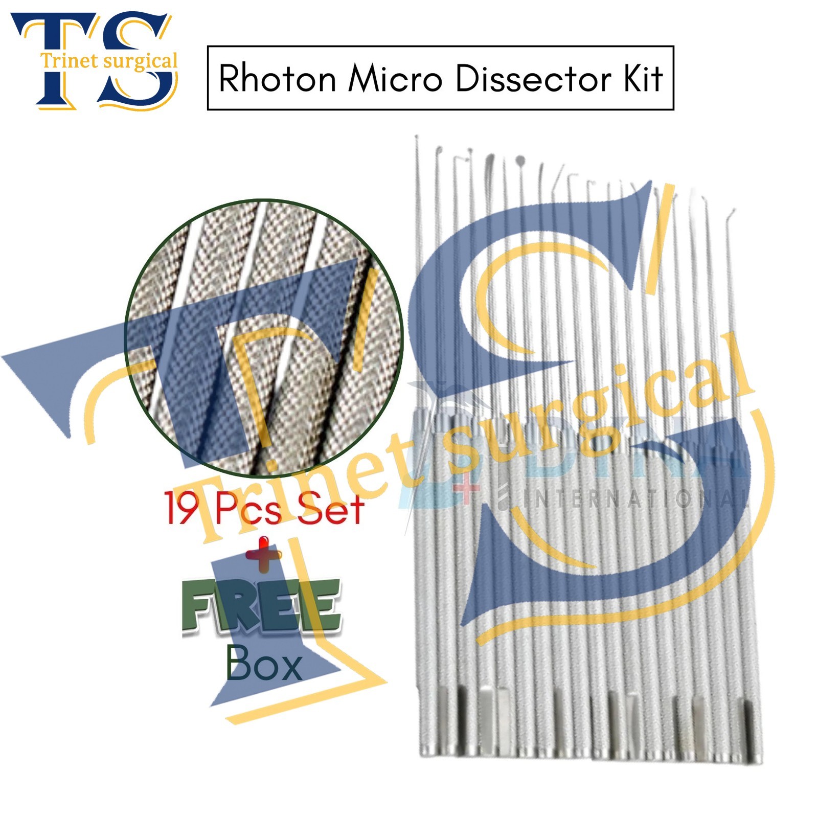 Rhoton Micro Dissector Set 19 PCs – Premium Neurosurgery Instruments + Free Box