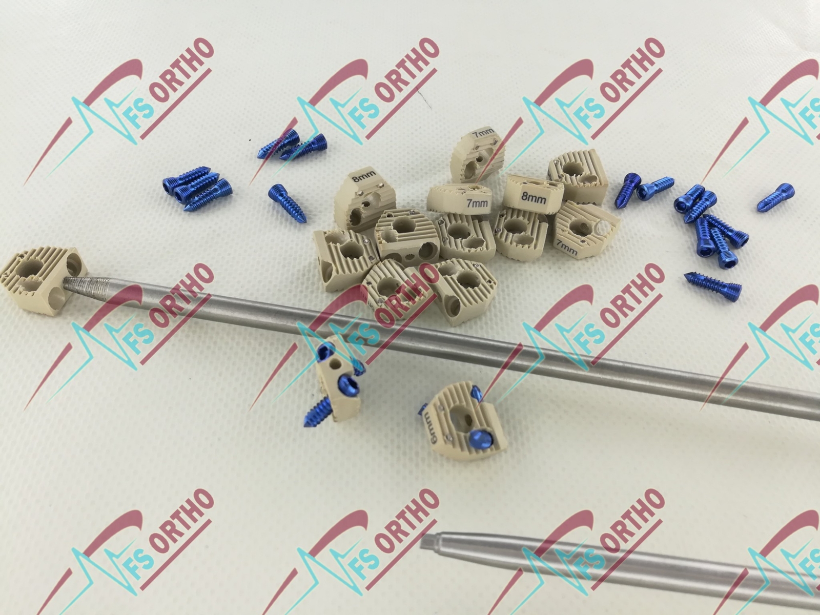 Locking 5mm CERVICAL FUSION SPINE CAGE (PEEK Material) with SCREWS 17 Pcs