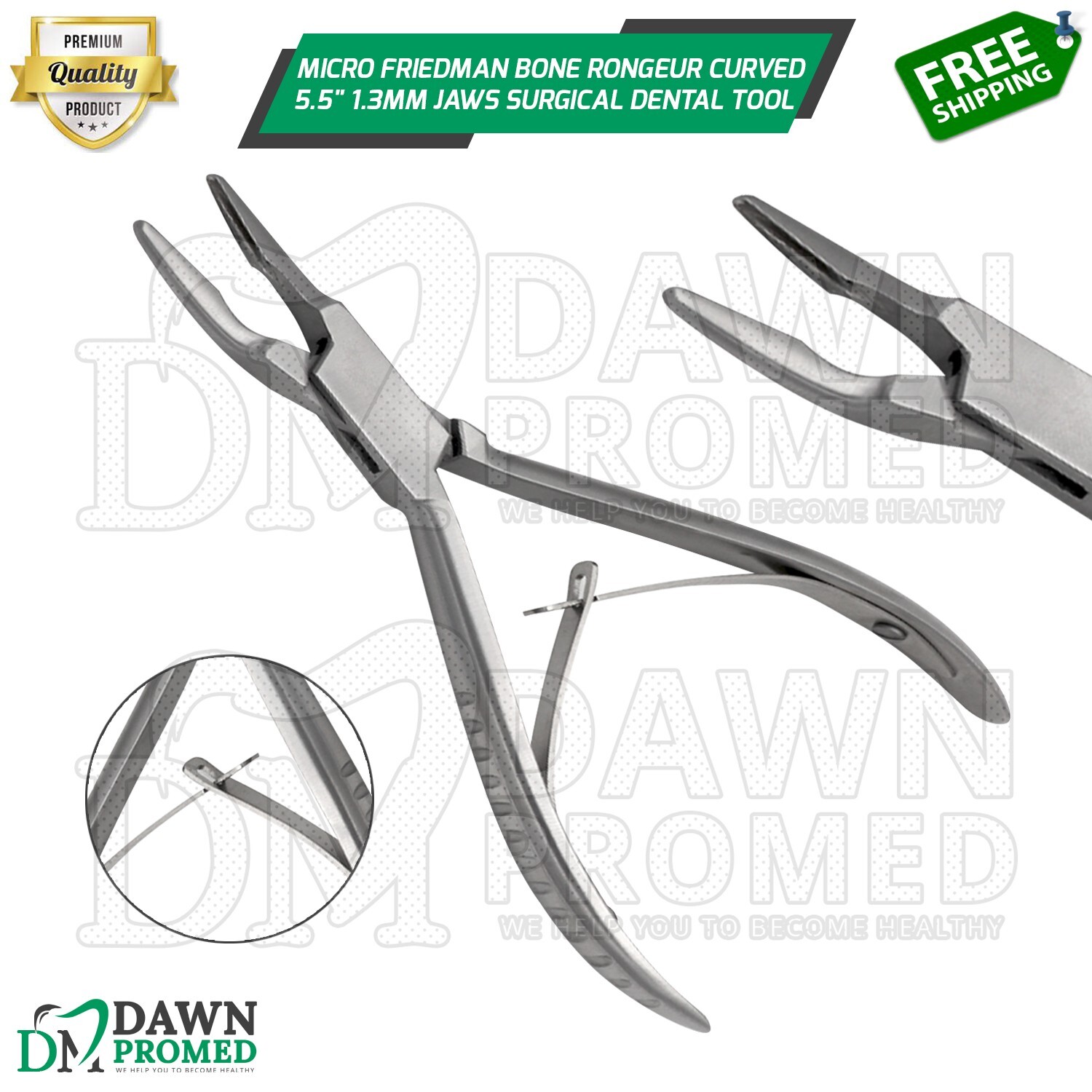 Micro Friedman Bone Rongeur Curved 5.5″ 1.3mm Jaws Surgical Dental Tool German G