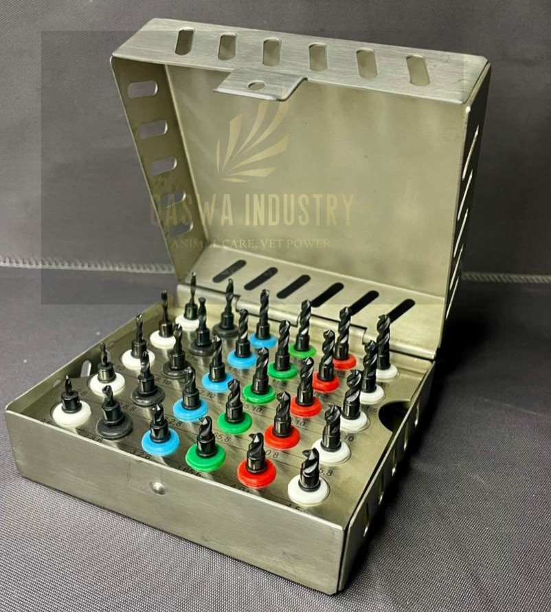 UNIVERSAL 30 PCs Vet TWISTED DRILLS KIT WITH STOPPER 5mm & Box