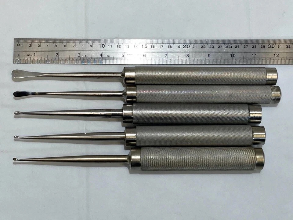 V. Mueller Set of 5 PCS Cobb Elevators & Curette Set Neuro Spine Orthopedics