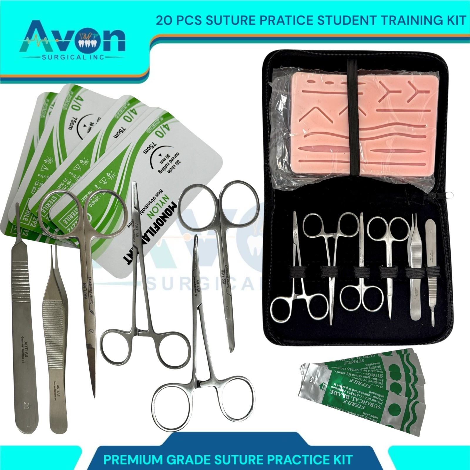 20PCS Practice Suture Kit for Training Student Use – Includes Essential Tools
