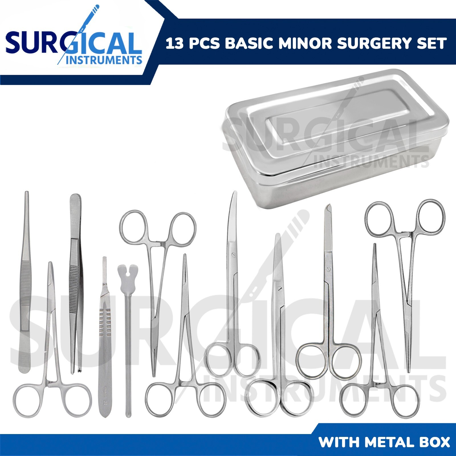 13 pcs Basic Minor Surgery Set with Box Stainless Steel Surgical Instruments
