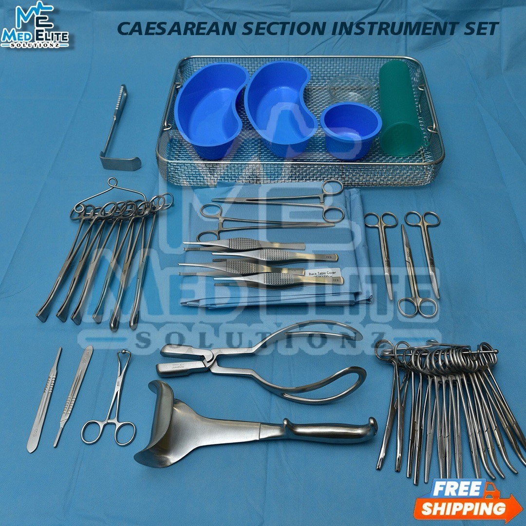 C-Section Cesarean Instrument Set 59Pcs – OB/GYN Surgical Kit with Box