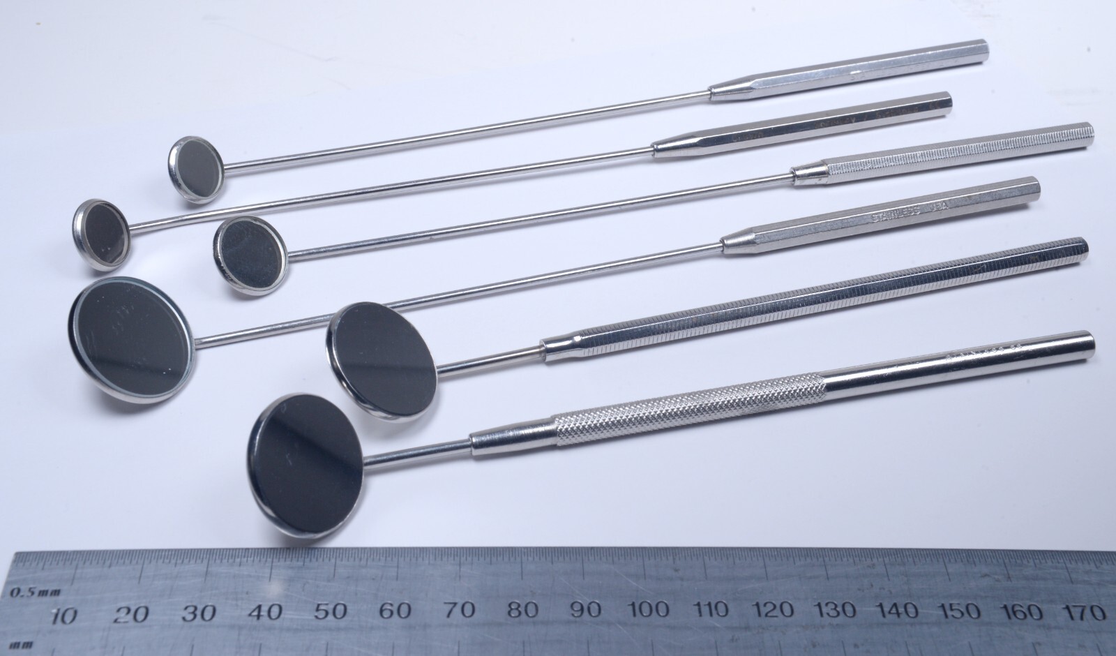 6x Laryngeal Mirrors #0 #1 #5 Stainless Steel 6¼” 7¾” Dental Surgical Germany US