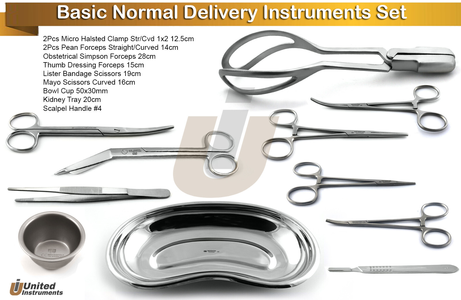 Basic Delivery Tray Set Obstetrical Forceps Scissors Gynae Surgical Instruments
