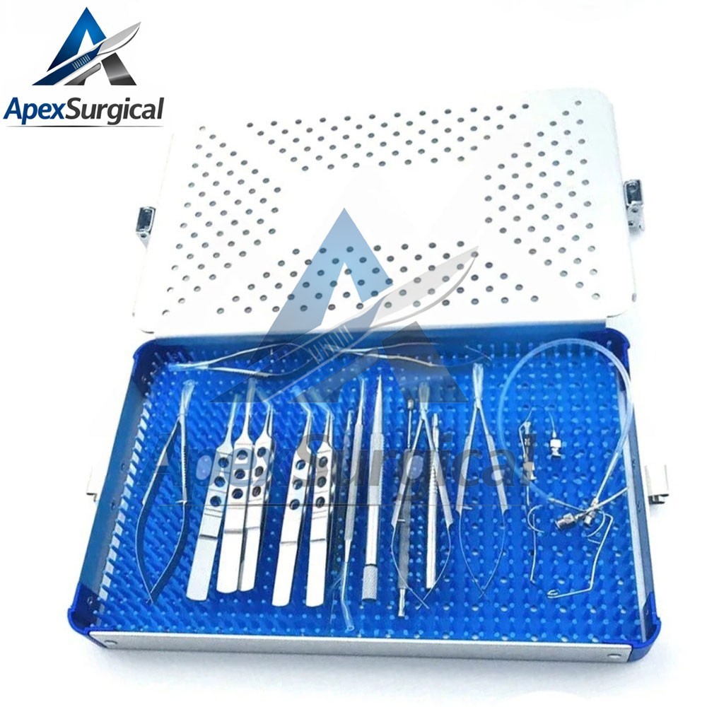 Eye Cataract Titanium Set 21 PCS Ophthalmic Surgical Instruments Set With Box