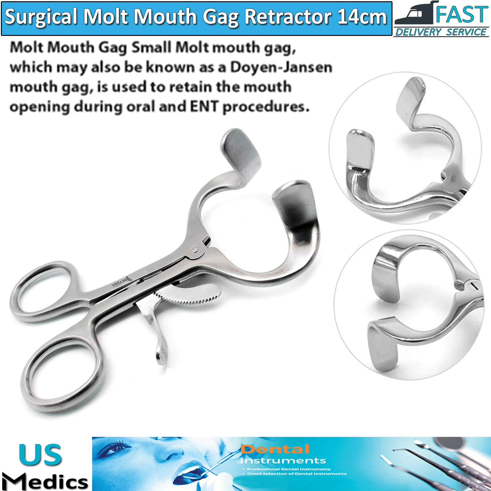 Mouth Molt Gag Retractor Surgery Mouth Opener Dental Oral Surgical Instrument