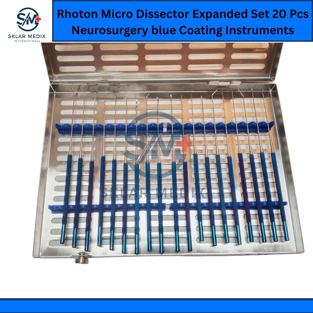 Rhoton Micro Dissector Expanded Set 20 Pcs Neurosurgery blue Coating Instruments