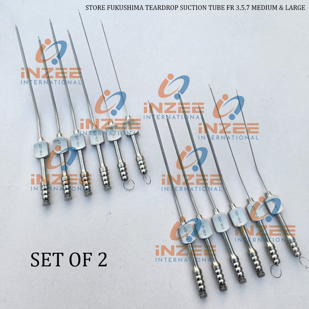 New Fukushima Teardrop Suction Tube Fr 3,5,7 Medium & Large 12 PCs Set Surgical