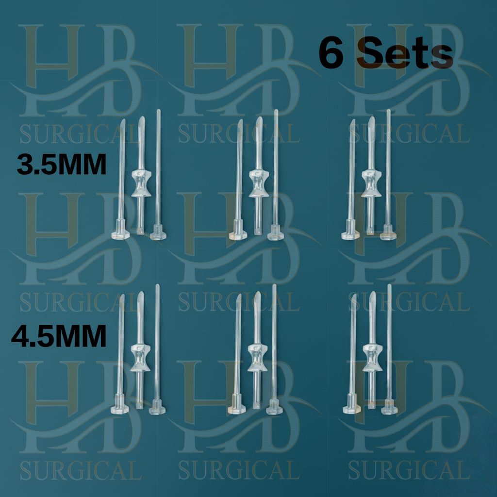 6 Sets HRT Trocar 3.5 mm and 4.5mm Hormone Replacement Pellet Insertion Kit