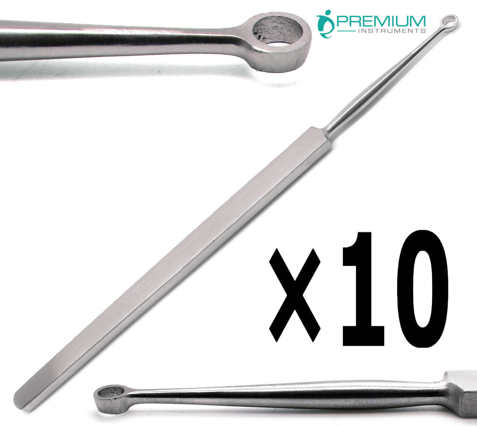 10 Pcs ENT Dermatology Fox Dermal Curettes 4mm Surgical MedicaI 5.5″ Instruments