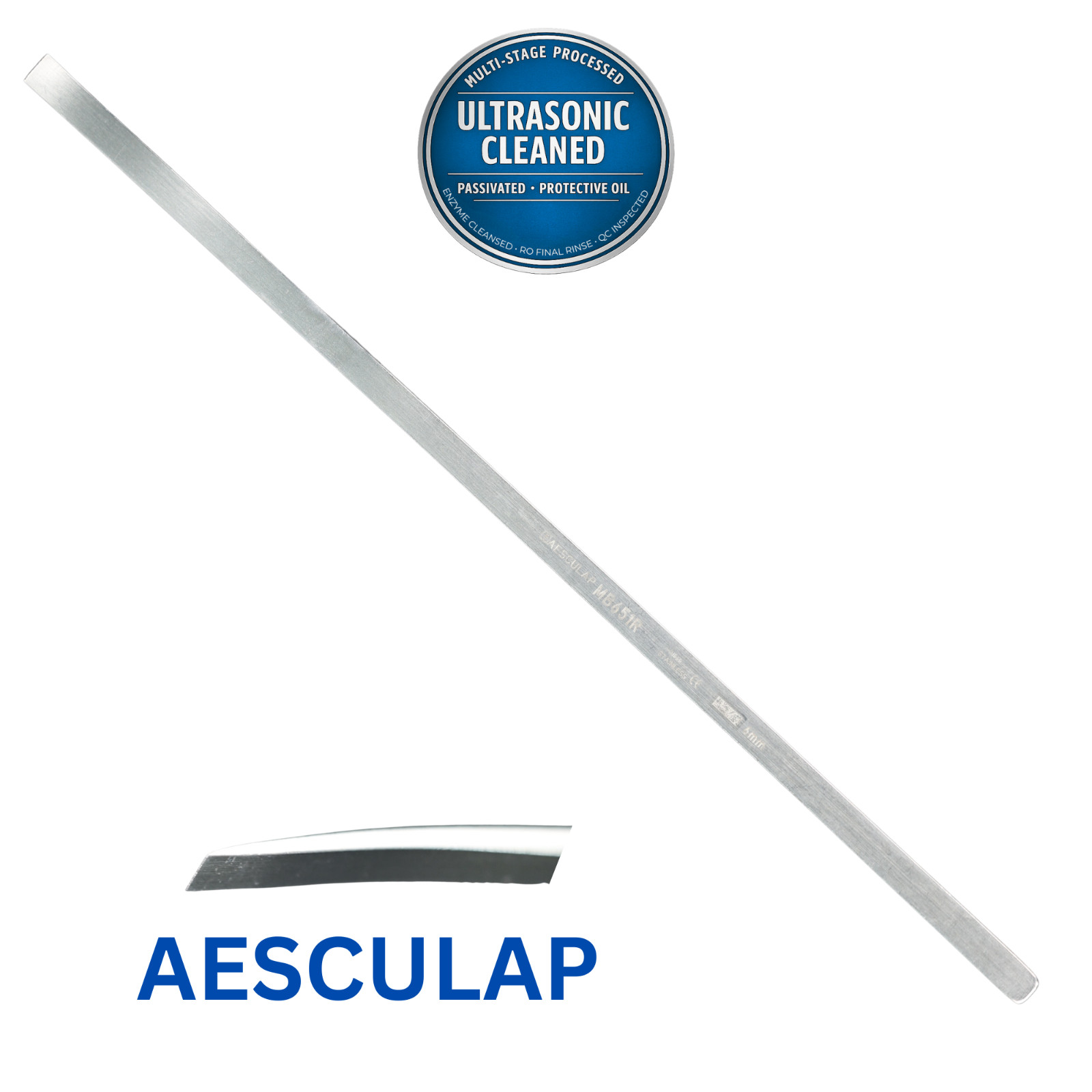 AESCULAP MB651R Lambotte Osteotome, 6mm Wide Blade, Curved, 8.75″