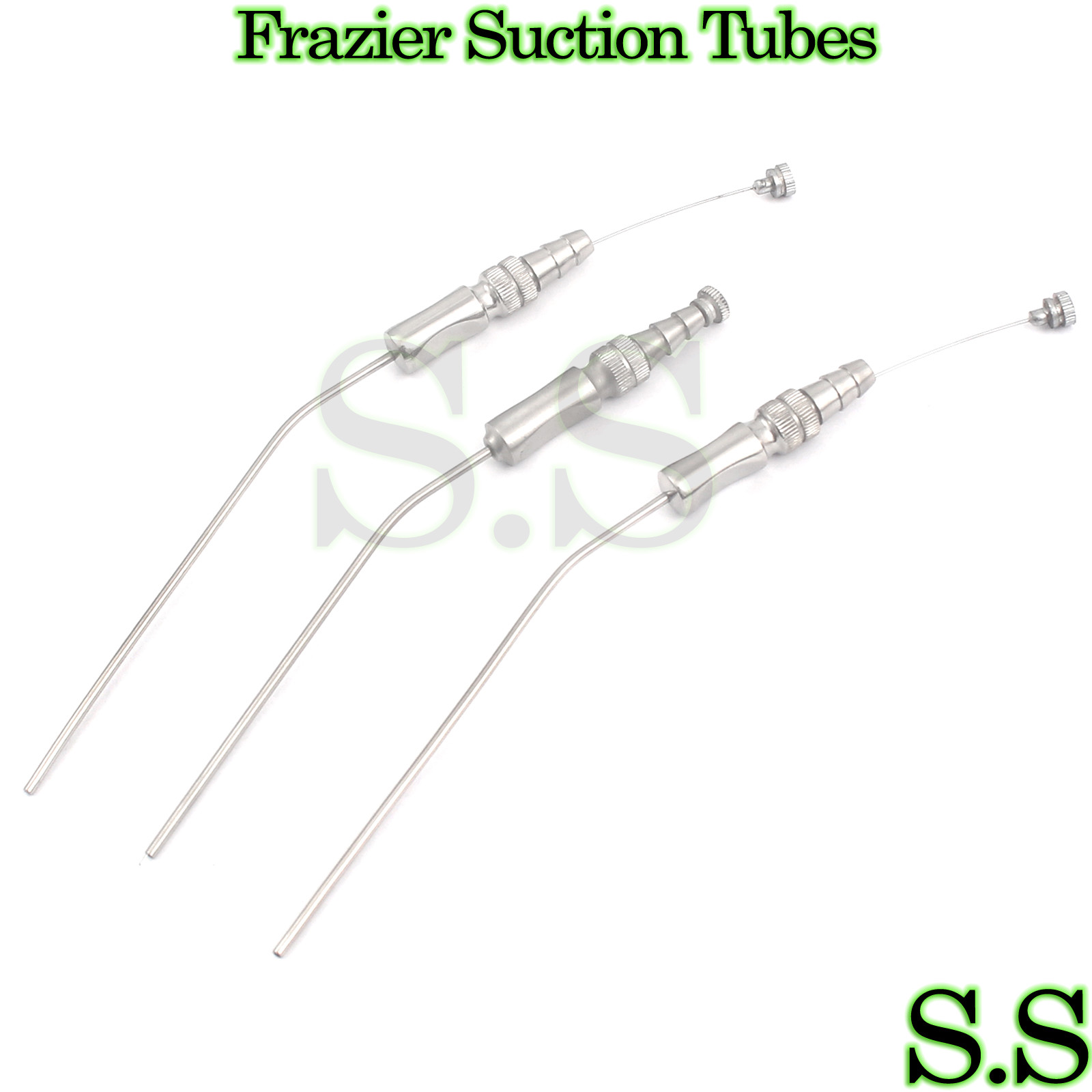 3 Pcs Surgical Frazier Tube No. 8 Aspirator 2.67mm Diagnostic 7.6″ Instruments