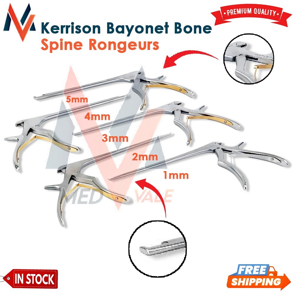 Kerrison Bayonet Bone Spine Rongeurs German Set of 5 Pcs, Orthopedic Instruments