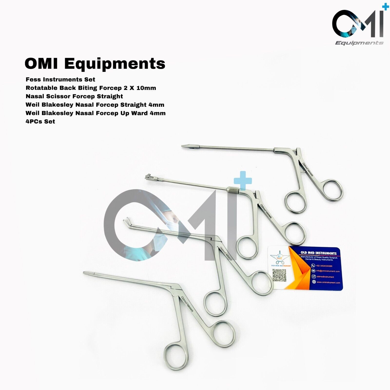 Fess Instruments 4 PCs Set Endoscopic Sinus Surgery ENT Instrument Set By OMI