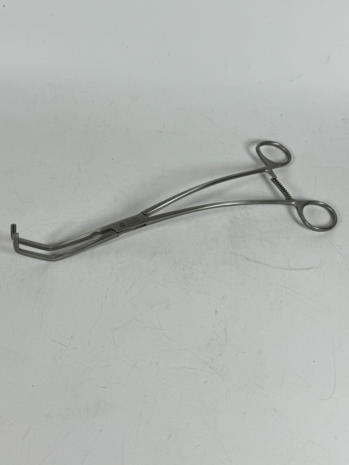 Pilling #35-4000 Satinsky DeBakey Clamp 10¼” Angled Stainless Surgical Forceps