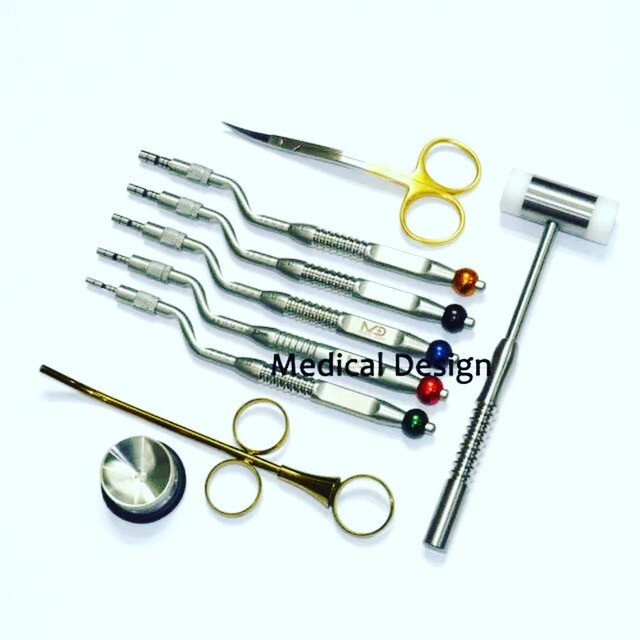Dental Osteotomes & Bone Graft Kit Spreading Offset Hammer Grafting Syringes