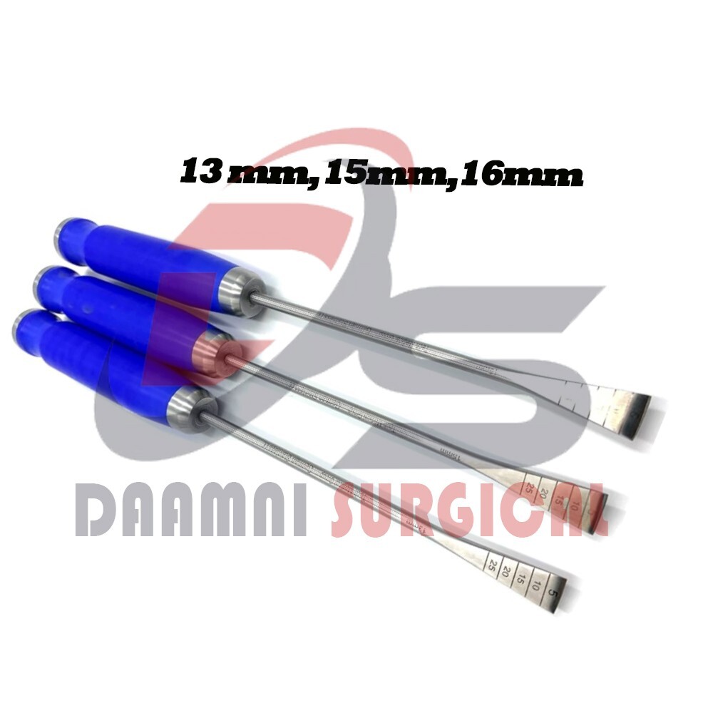3 Pcs Bone Osteotome 13 mm, 15 mm, 16 mm Size 33 cm, Orthopedic Instruments