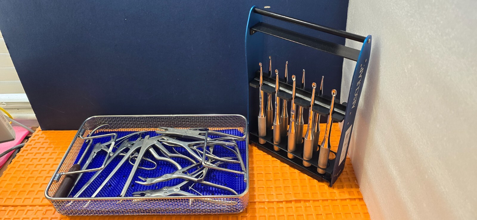 Aesculap Surgical Orthopedic Curette Set of 9 W- Kerrison Rongeurs & Case