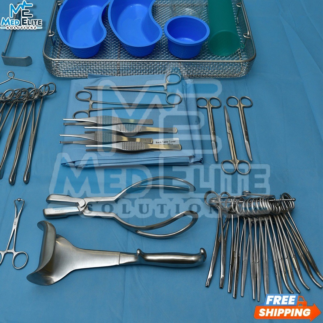 C-Section Cesarean Instrument Set 59Pcs – OB/GYN Surgical Kit with Box