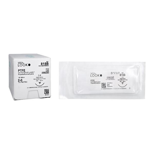 Look 815B PTFE Sutures White Mono 2/0 18″ C-6 12/Bx