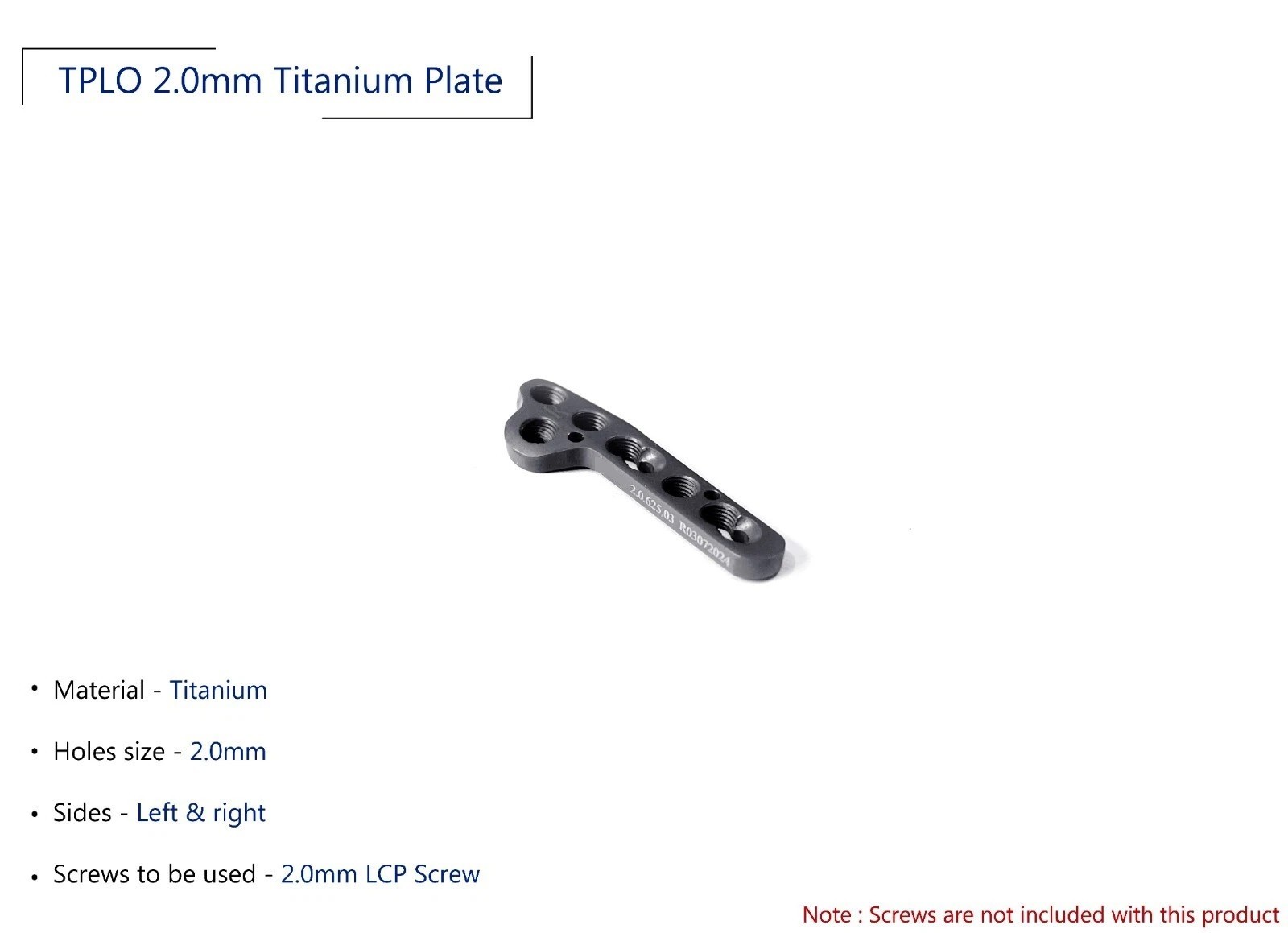 TPLO Locking Plate 2.0mm lot of 10pcs veterinary