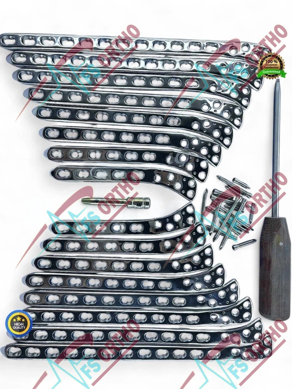 Proximal Lateral Tibial 4 to 12 H LCP Plates L & R & 5mm screws 139 Pcs SS 316L