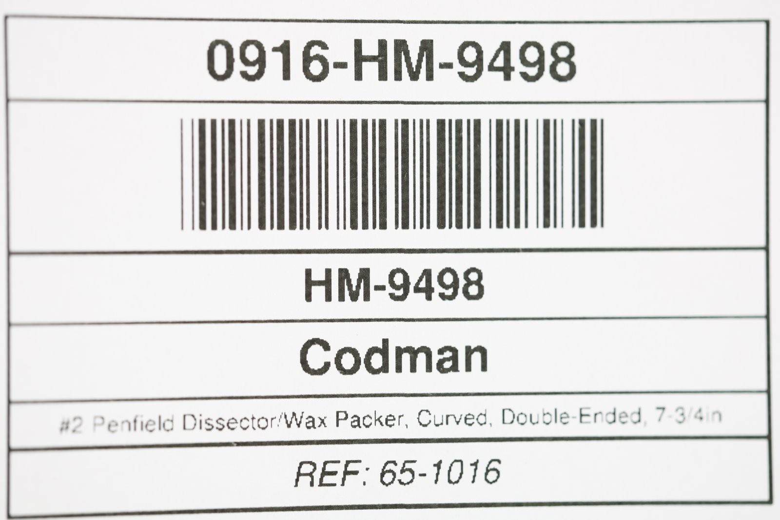 Codman 65-1016 #2 Penfield Dissector/Wax Packer, Curved, Double-Ended, 7-3/4in