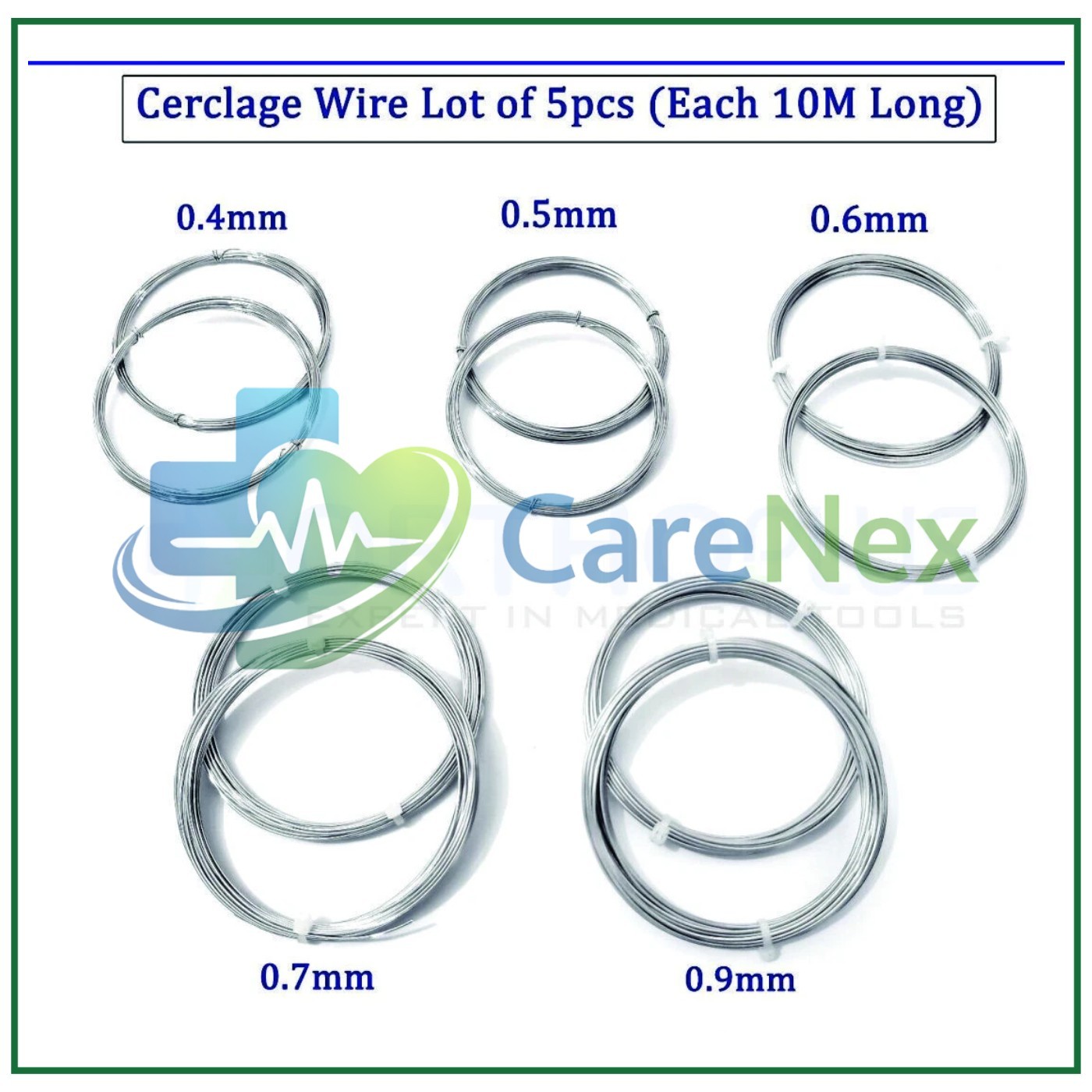 Cerclage Wire Lot of 5pcs (Each 10M Long) Surgical Instruments Veterinary NEW