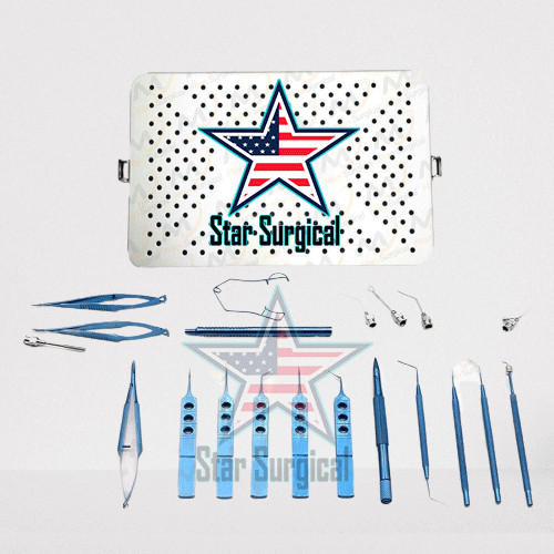 Eye Cataract Titanium Set 21 PCS Ophthalmic Surgical Instruments Set With Box