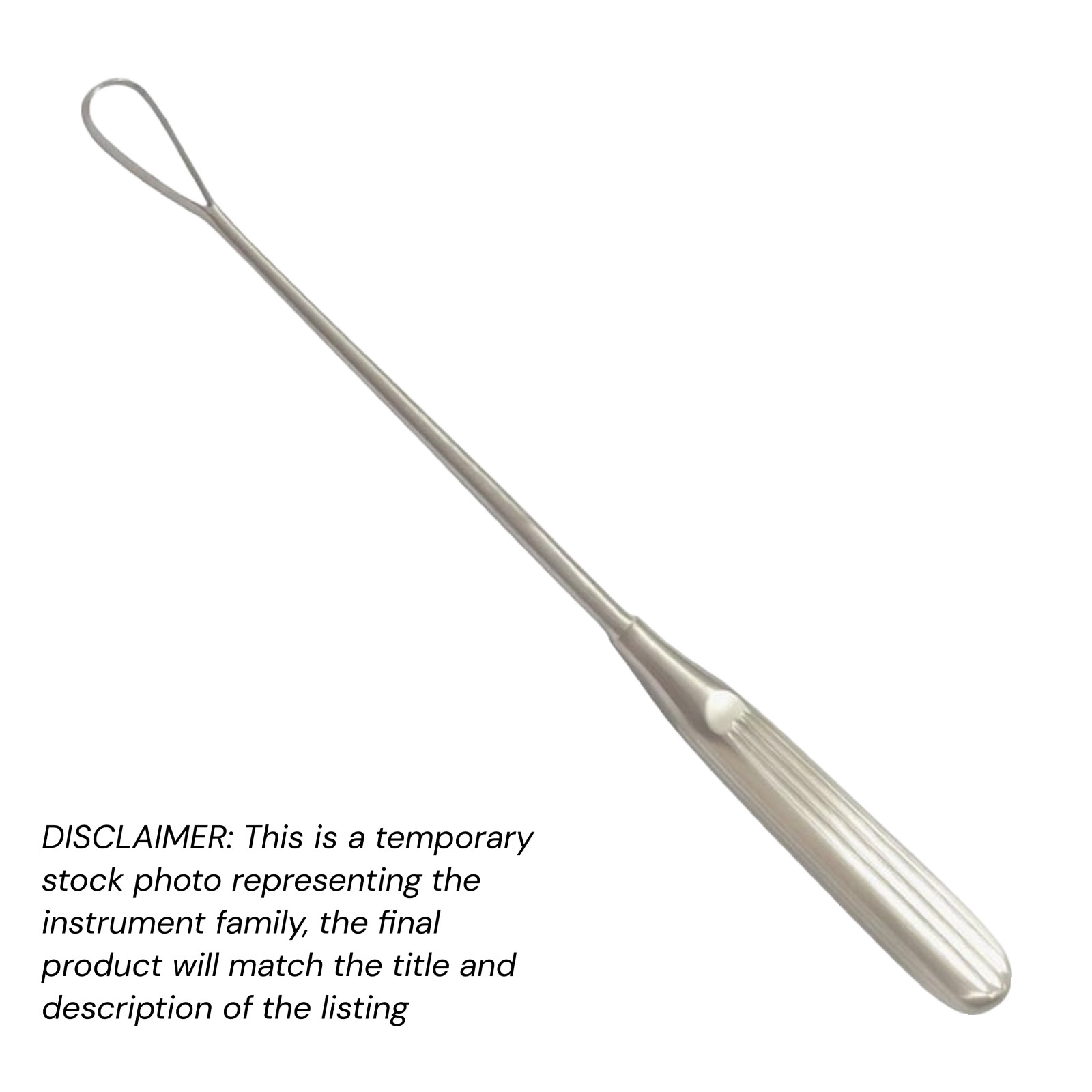5x Recamier Uterine Curettes, 12″, Rigid Shank, Sharp Blade (35×65 mm), Economy