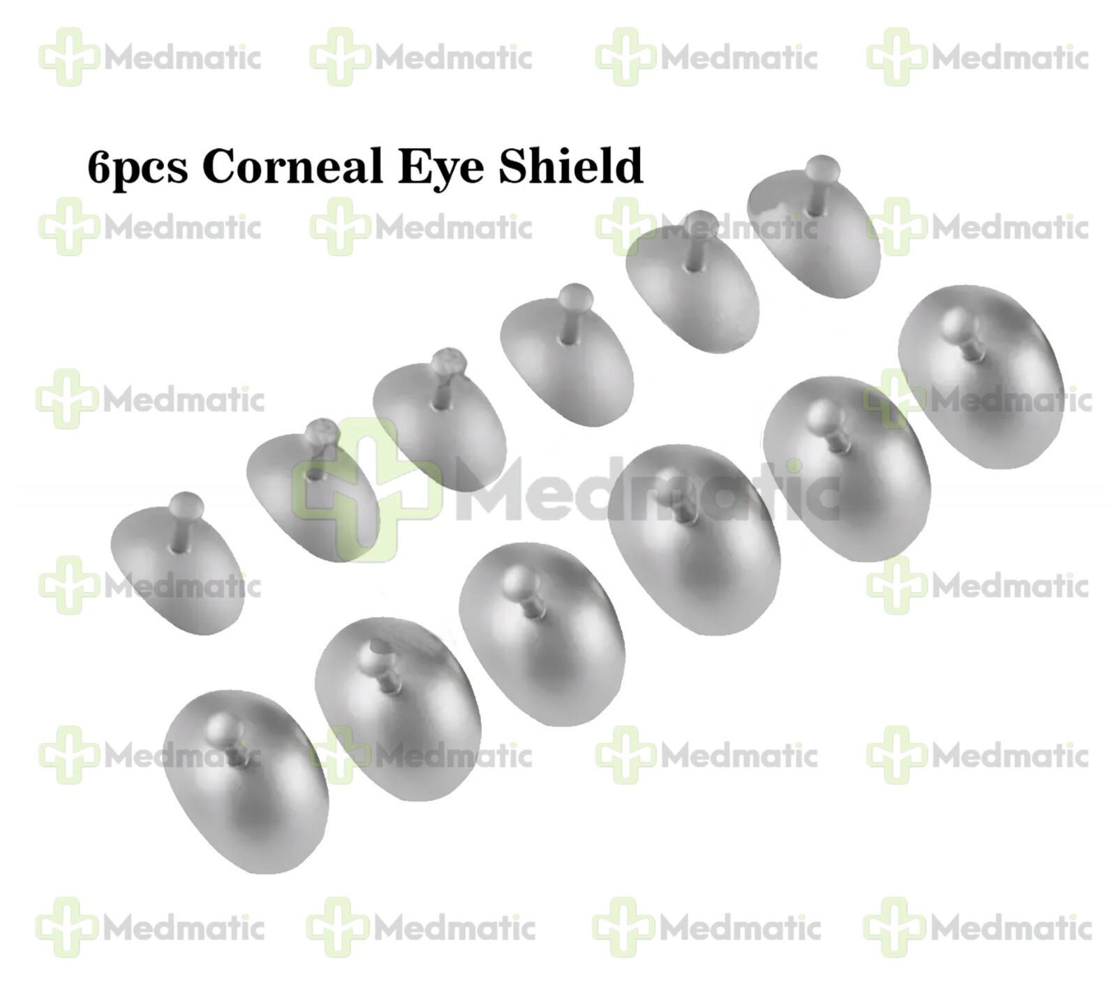 6 Set Laser Eye Shield Corneal Protector Stainless Steel Small Medium Large