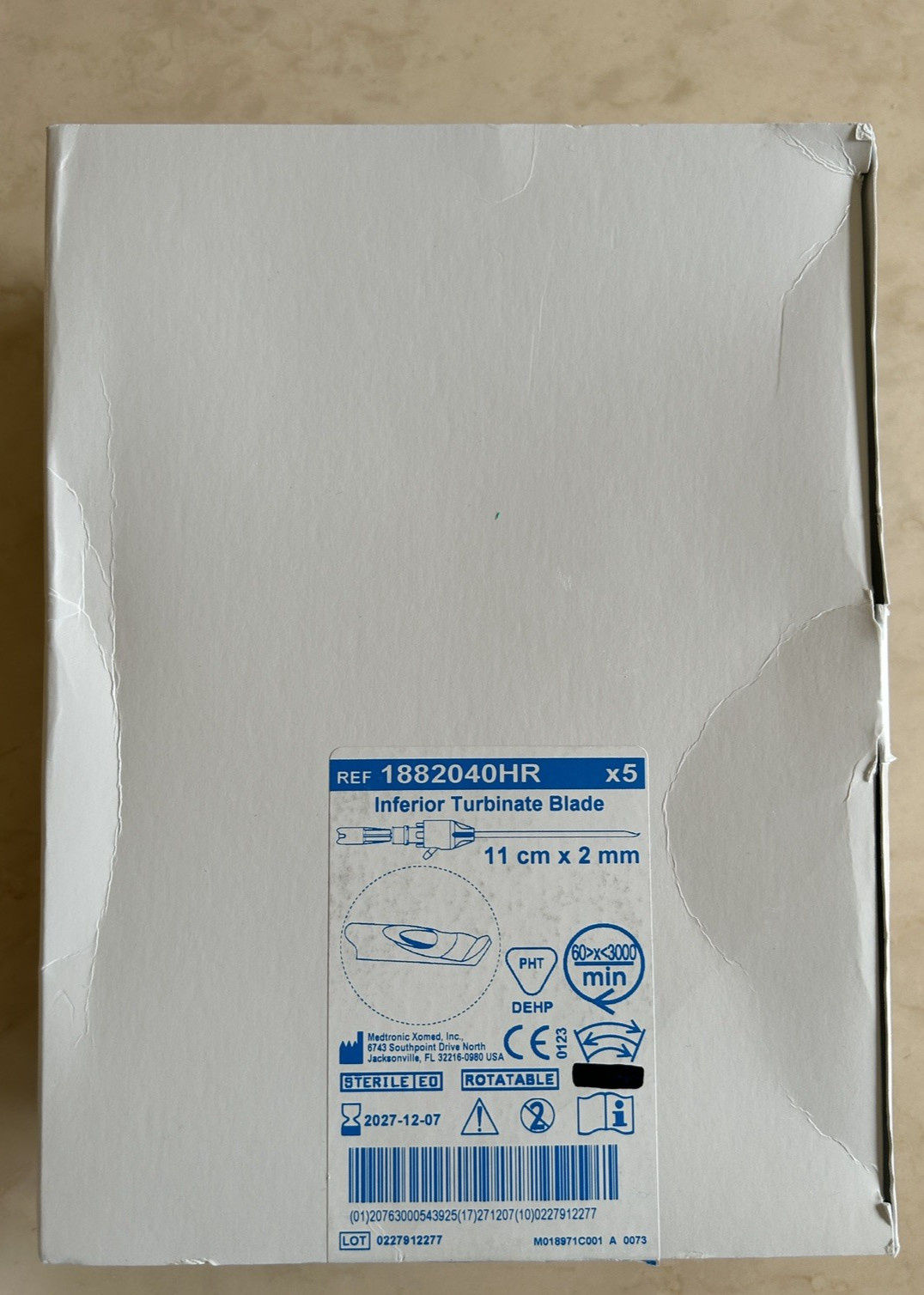 Lot of 5 Medtronic Xomed 11cm x 2mm Blade Date: 2027-10 NEW