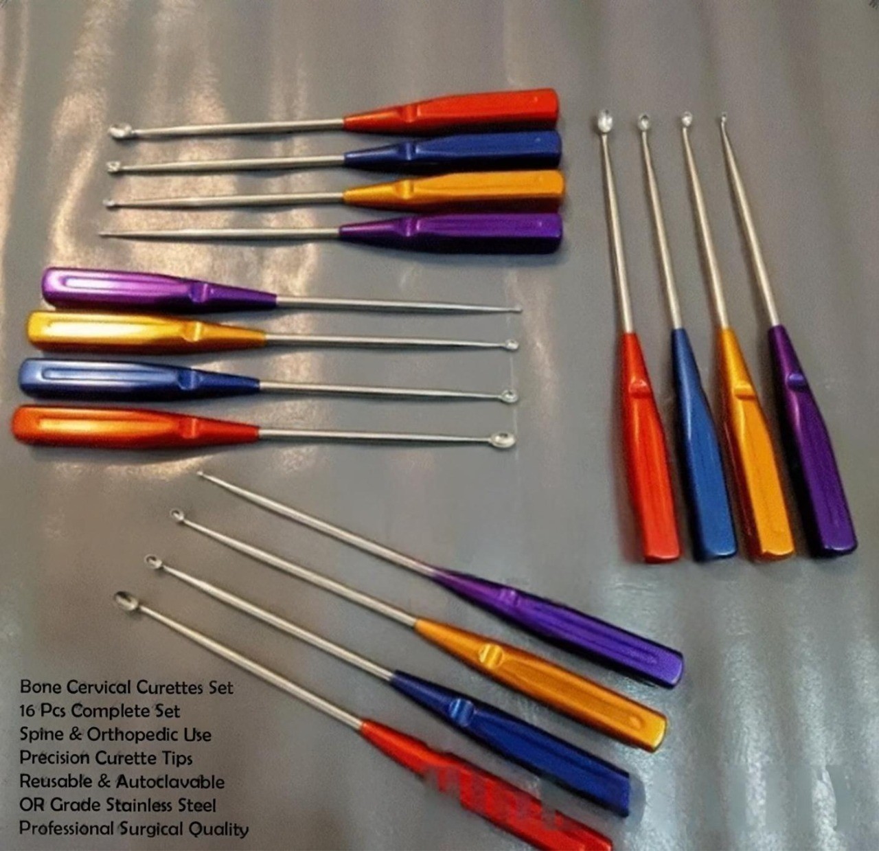Bone Cervical Curettes Set 16 Pcs | Spine Orthopedic Surgical Instruments OR Gra