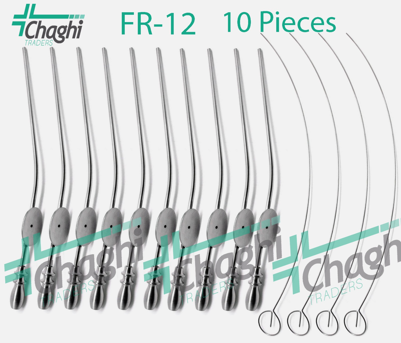 Baron Suction Tubes # FR-12 4.0mm 10 PCs Ent Surgical Instruments By Chaghi Trad