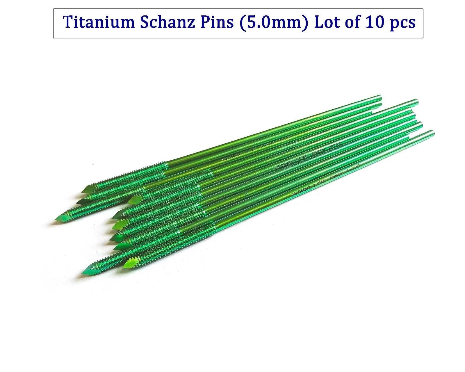 Titanium Schanz Pins 5.0mm Lot of 10 pcs Veterinary Surgical Instruments