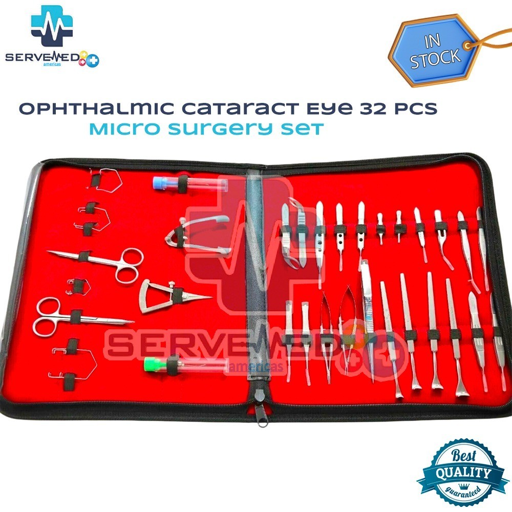 Ophthalmic Cataract Eye German 32 Pcs Micro Surgery Surgical Instruments Set Kit