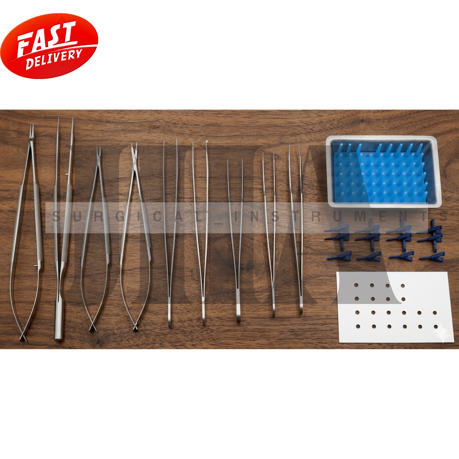 Micro Surgery Instrument Set 9 Pcs With Micro Vascular Clamp Plastic Surgery