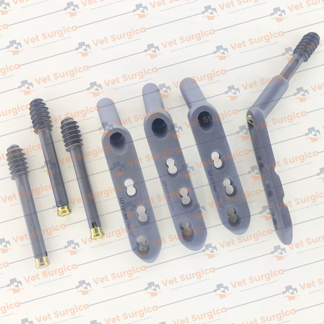 DHS 4.5/5.0mm Safety Locking Plate 3 Hole with Leg Screw 80 to 95mm 8 Pcs Set Ti