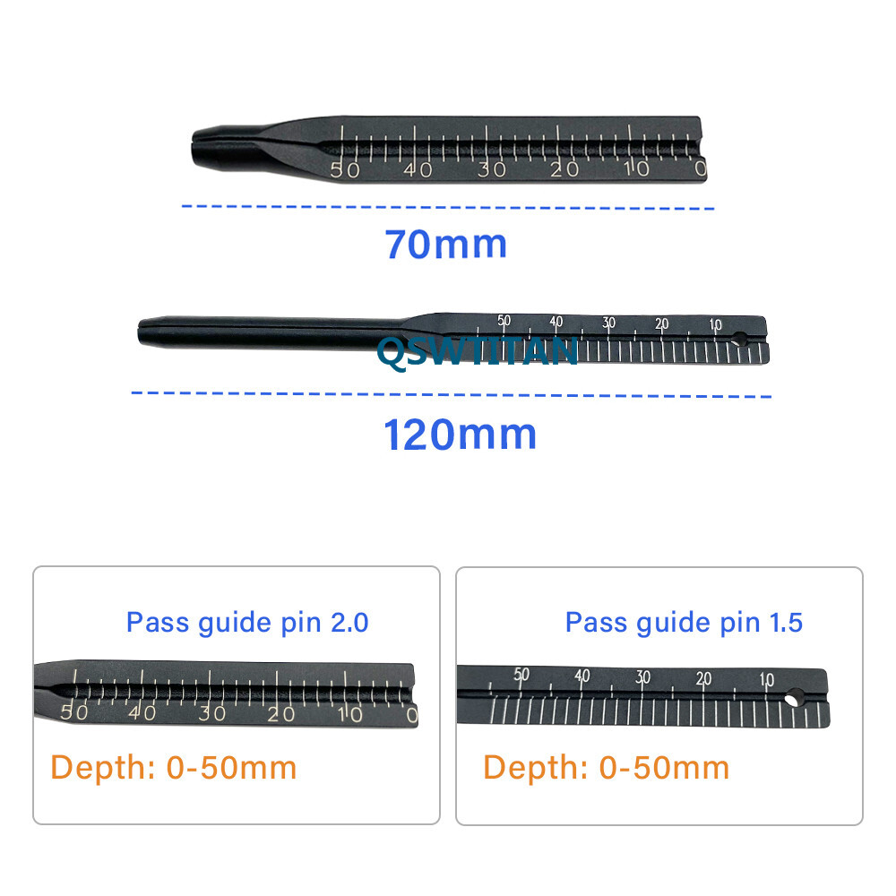 Intramedullary Nail Depth Gauge Measuring Ruler Pass 1.5-2.5mm Guide Pin 1pc